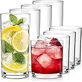 Plastic Drinking Glasses Set of 8, 14oz Rocks & 20oz Water Cups, Unbreakable Plastic Glasses Drinkware, Clear Kitchen Tumblers for Home & Outdoors, Reusable , BPA-Free, Top-Rack Dishwasher Safe
