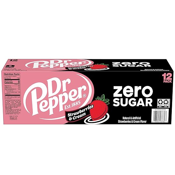 DR PEPPER ZERO STRAWBERRIES AND CREAM SODA, 12 FL OZ CANS, 12 PACK