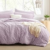 Love's cabin Seersucker Lavender Twin Comforter Set 5 Pieces, All Season Bedding Set, Twin Bed in a Bag Comforter Set with Comforter, Flat Sheet, Fitted Sheet, Pillowcase and Pillow Sham | Soft, Breathable, Lightweight
