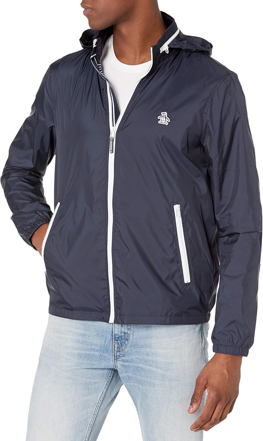 Original Penguin mens Hidden Hood Windbreaker at  Men’s Clothing store