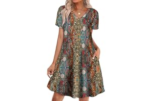 WIHOLL Dresses for Women Casual T Shirt Sun Dress Loose Fit with Pockets Beach Vacation Clothes