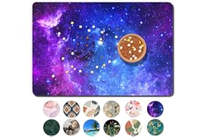 TMOODEL Dog Food Mat, 12"x19" Nebula Dog Mat for Food and Water, Absorbent Dog Cat Bowl Mat Protect Floors, Cute Pet Food Mats for Dog Cat, Anti-Slip Rubber Pet Feeding Mat, Blue Purple Pet Placemat