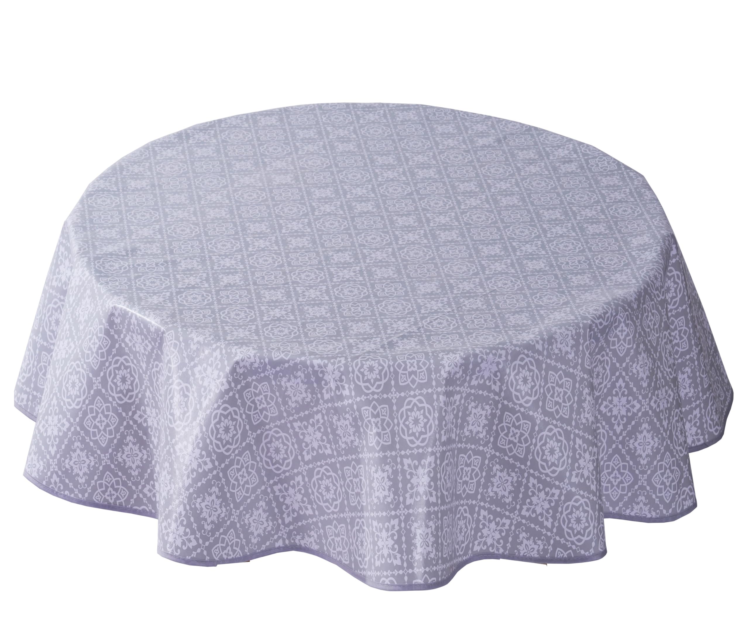 Home Direct Round Oilcloth PVC Wipe Clean Wipeable Tablecloth Table Cover 140cm 55" Light Grey