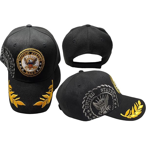 Lancaster Vintage Boat Captain Hat, Navy Blue with Gold