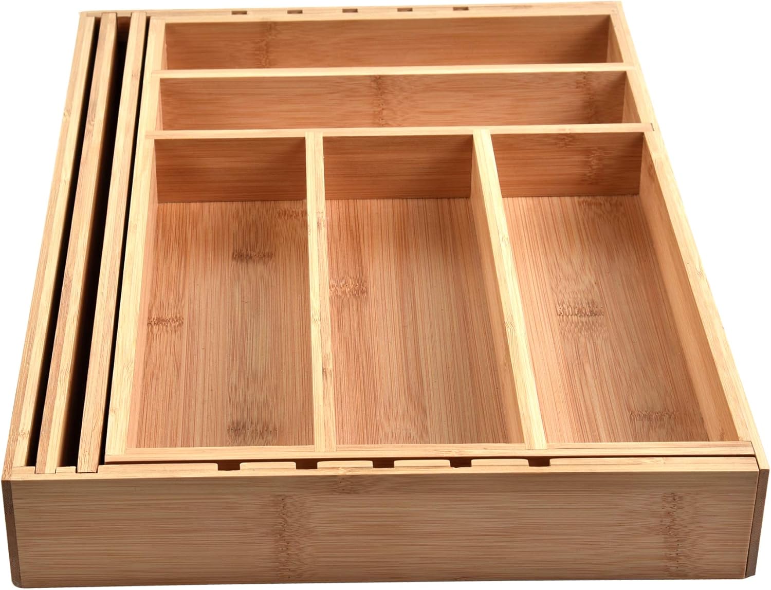 ZESPROKA Bamboo Expandable Kitchen Drawer Organizer for Utensils, Silverware, Flatware, Spoons, Fork & Knives–Adjustable Cutlery Tray Divider for Storage & Organization –8 Compartments: Home Improvement