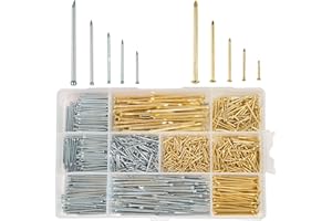 Breezliy 1000 Pieces Hardware Nails 10 Sizes Multi-Length Galvanized Straight Finishing Nail Send a Plastic Box Upgrade