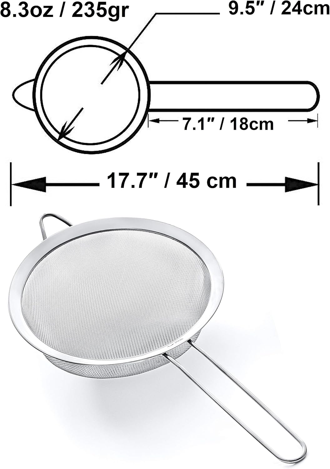 Proto Future 24cm Fine Mesh Sieve - Premium 304 Stainless Steel (18/8) - Large Strainer/Sifter for The Kitchen - Image 4