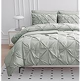 California King Comforter Set - 7 Piece Bed in a Bag - Premium Pintuck Cal King Bed Set - Luxury Soft Fabric Bedding Sets with Comforter, Sheets, Pillowcases & Shams - Clean Fluffy Comforter - Mineral | Wide coverage, Plush sleep surface, Light non heavy, Clean styling, Everyday luxury