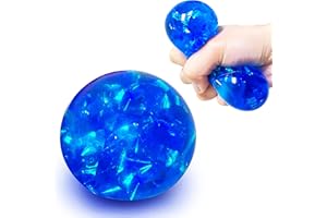 KAWAITE Blue Squishy Glitter Stress Balls for Kids and Adults - Stretch Stress Relief Squishy Ball, Pull and Squeeze - Squish Dough Ball Fidget Toys for Easter Stuffers and Party Favors