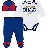 Gerber NFL baby girls 3 Pack Bodysuit Registry Gift Set Footed Pant and Cap