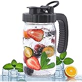 32 Oz Glass Mason Jar Pitcher 1 Quart Breast Milk Pitcher Wide Mouth Water Jug With Pour Spout Lid Heavy Duty Carafe Jug For Beverage Cold Hot Tea Coffee Lemonade Juice Container For Refrigerator