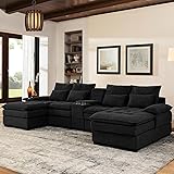 HYJT-H&K 130" U Shaped Comfy Fluffy Cloud Sectional