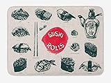 Ambesonne Food Bath Mat, Japanese Culture Sushi