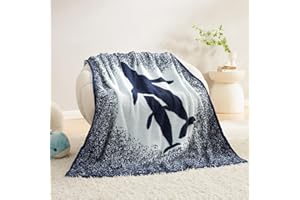 Snuggle Sac Whale Knitted Throw Blanket, Super Soft Reversible Fluffy Shark Blankets, Luxurious Microfiber Whale Blanket Throw for Couch, Bed, Gift for Kids & Parents, Navy Blue, 50x60 inches