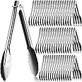 Seewey Set of 50 Stainless Steel Serving Tongs 7 Inch Cooking Clamps with Sliding Rings Small Clam Shell Metal Non Slip Food Tongs for Kitchen Salad Buffet Grill Barbecue Appetizers, Silver