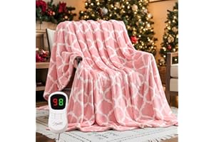 Homemate Heated Blanket Electric Throw - 50“x60“ Heating Blanket with 10 Fast Heat Levels 8 Hours Auto Off Soft Cozy Flannel Over-Heated Protection ETL Certification Keep Warming in Home