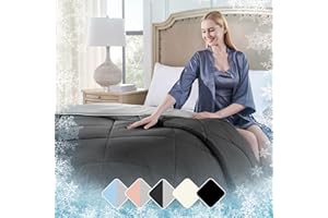 UNIKOME Reversible Summer Cooling Comforter King Size, Dual-Sided Lightweight Cooling Blanket for Night Sweats Hot Sleeper - Breathable/Washable (90" x 108", Dark Grey/Light Grey)