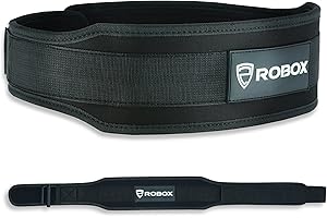 ROBOX Weight Lifting Belt, Bodybuilding, Gym, Back Support, Training, Lumbar Support, Workout 4" Neoprene Self-Lock Buckle Be