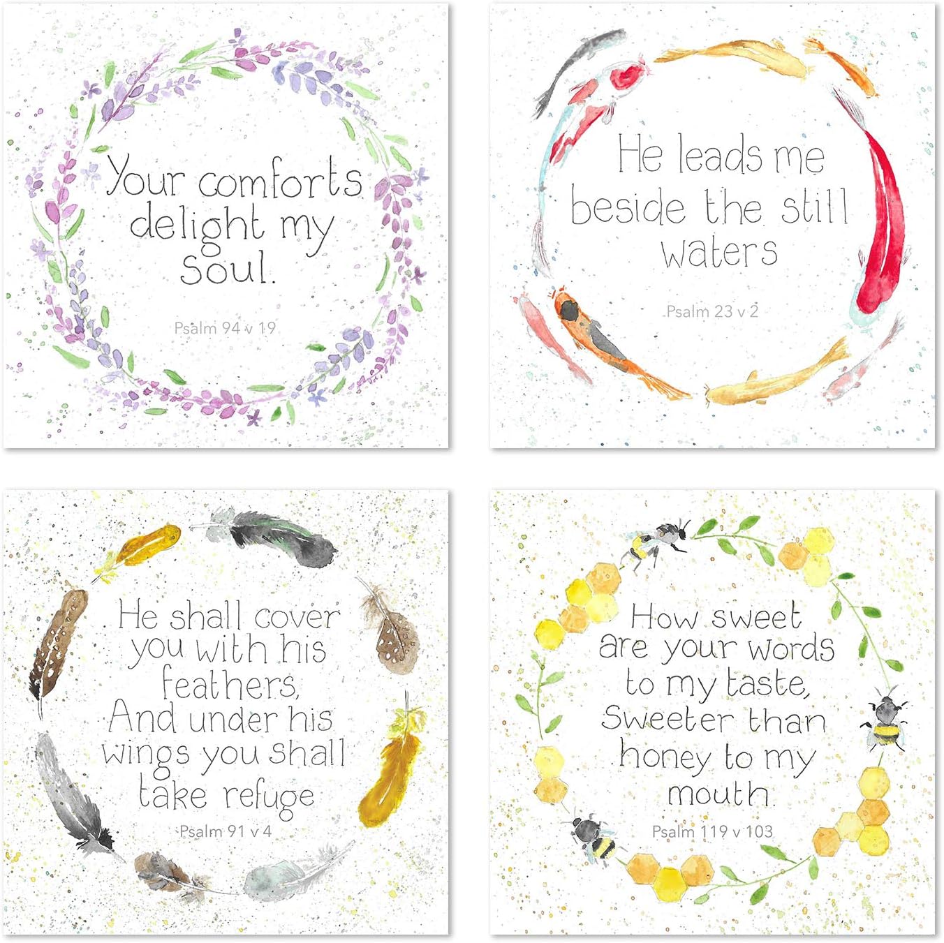 Beautiful Mixed Pack of 10 Psalms of The NKJV Bible Square Garland