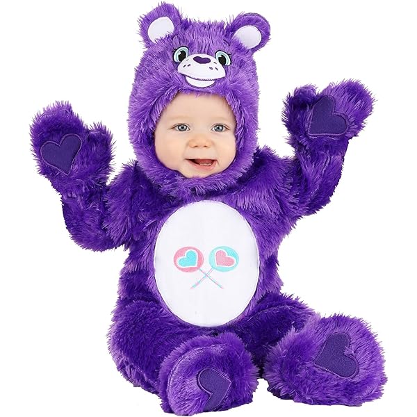 Fun Costumes Care Bears - Disfraz de Halloween de oso animador para bebés, personaje de los años 80, capucha adjunta, fundas de mano y botines, 0/3 meses, color rosa Fun Costumes Care Bears - Disfraz de Halloween de oso animador para bebés, personaje de los años 80, capucha adjunta, fundas de mano y botines, 0/3 meses, color rosa