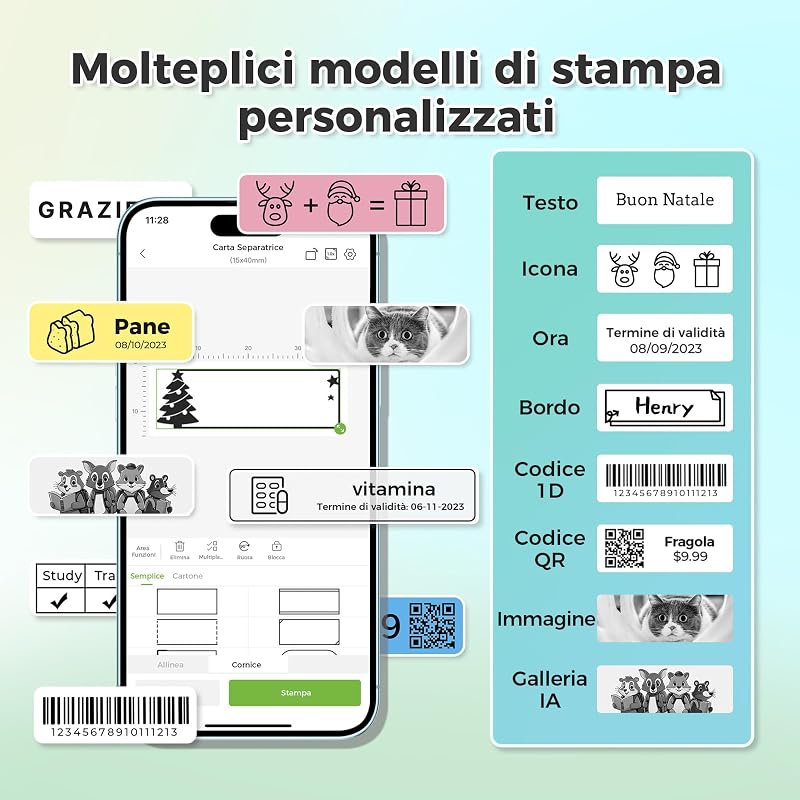 P21 Stampante per Etichette Portatile, Incluso 1 Rotolo, Bianco