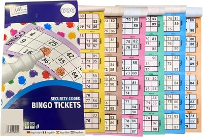 ZEBTON Bingo Books 600 Game Tickets 6 Game Assorted Colors Stationary Fun