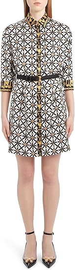 Amazon Co Jp ヴェルサーチ レディース ワンピース Versace Harness Print Belted Silk Shirtd 並行輸入品 服 ファッション小物