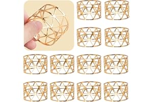 LUNEY 12PCS – Gold Napkin Rings Set of 12, Holiday Napkin Holders for Dining, Anniversary, Birthday, Romantic Candlelight Dinner, Holiday, Party of Table Setting, Wedding Table Decoration