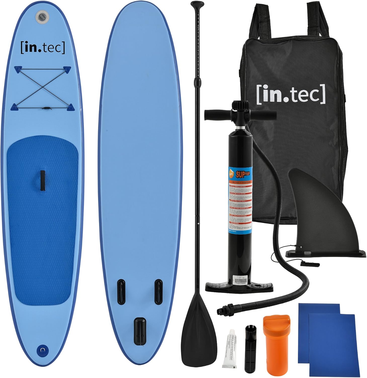 in.tec] Tabla de Surf Hinchable remar de pie Paddle Board 305 x 71 x 10cm Tabla de Sup de Aluminio con Remo y Bomba - Azul