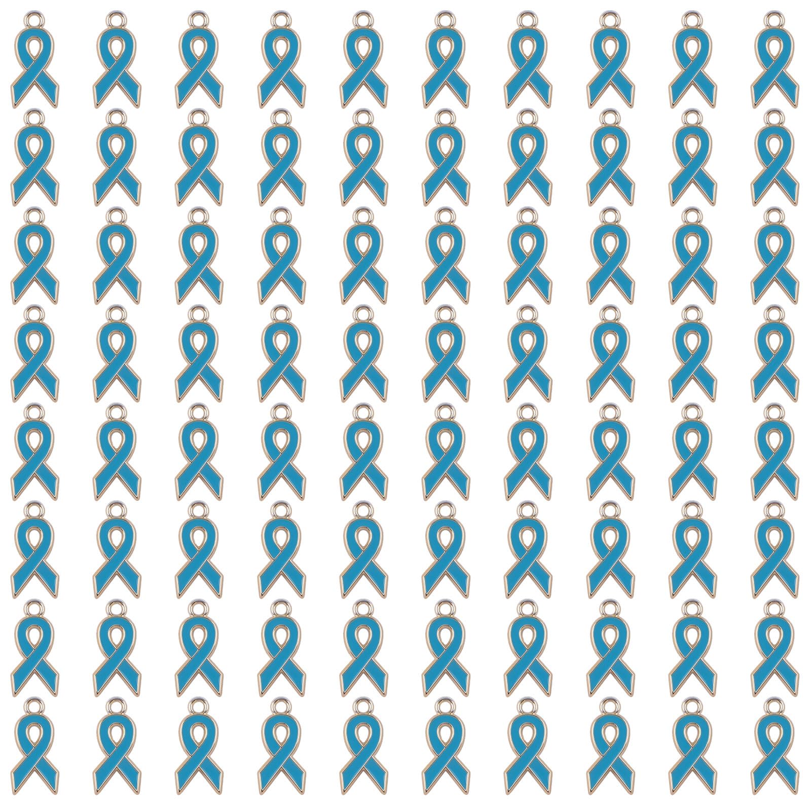 CRAFFANCY 80Pcs Blue Colors Ribbon Pendants, Mini Plastic Enamel Awareness Ribbon Charm Accessories for DIY crafts Necklace Bracelet Jewelry Making — image 1