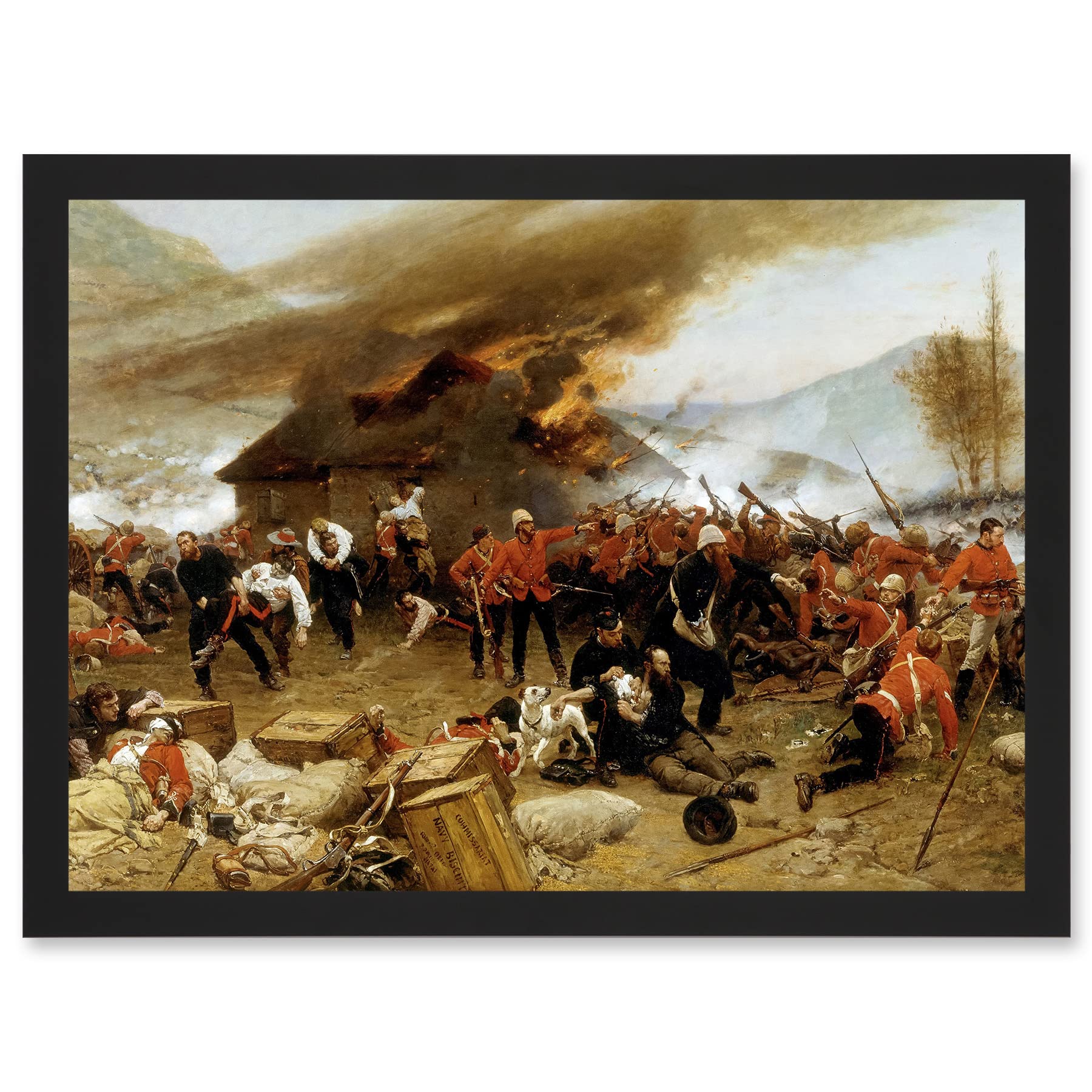 Artery8 De Neuville Defence Rorke's Drift Painting Britain Military Artwork Framed Wall Art Print A4