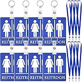 Tinlade 8 Set Bathroom Passes for Classrooms Bulk with Keychain Holder | Restroom Passes for Students School Public Place Toilet Use, Bathroom Hall Pass Signs for Teachers, PVC, 3.93 x 3.15 in