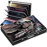 SROJDHFJB Metal Credit Card Holder RFID Blocking, Indian Horse Slim Mini Aluminum Wallet Hard Case for Men & Women, Small Business Card Case Card Organizer Case Holds 12 Cards & Bills