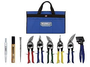 MIDWEST BUILDING Tool Kit - 9 Piece Set Includes Aviation Snips with Siding Tools & Bag - MWT-BULDKIT02