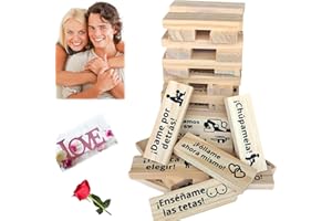 Beecotox Spanish Blocks Tower Game for Adult Couples Board en español Tumbling Stacking Lovers Funny Bedroom Sports