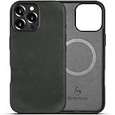 Belemay Compatible with iPhone 16 Pro Max Leather Case, Compatible with Magsafe, Premium Crazy Horse Leather [Vintage Aesthetic] Comfort Grip, Metal Buttons & Camera Bump Frame, (6.9") Rustic Green