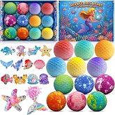 Mermaid Bath Bombs for Kids with Surprise Toys Inside, 12pcs Bubble Kids Bath Bombs with Mermaid Toys Gift Set for 3 4 5 6 7 8 Year Old Girls Birthday Christmas Stocking Gifts Spa Bath Toy Fun