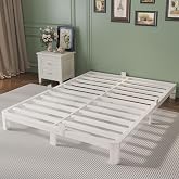 KOSOSO 6 Inch Full Bed Frame with Metal Gasket, White Double Bed Base | No Box Spring Needed, Heavy Duty Steel Platform Support, Round Corner Design, Noise Free, Storage Space, Easy Assembly
