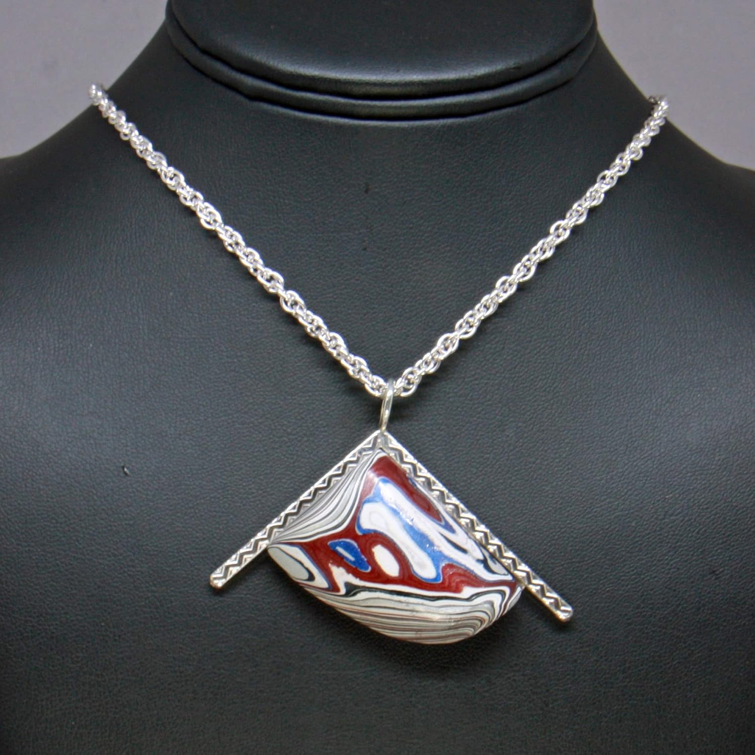 Amazon Com Fordite Pendant Detroit Agate 925 Sterling Silver Necklace Handmade