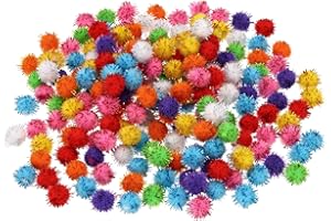 PATIKIL 0.4inch Pom Poms for Crafts, 200Pcs Fuzzy Pastel Glitters Pom Pom Balls for Art Supplies DIY Creative Craft Material 