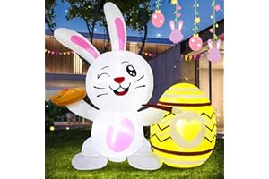 Boveco 4FT Inflatables Easter Eggs and Bunny Outdoor Decoration Cute Happy Blow Up Yard Decorations for Indoor Holiday Party Home Lawn Garden