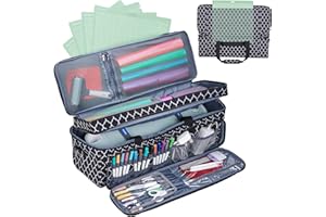 NICOGENA Double Layer Carrying Case with Mat Pocket for Cricut Maker 3, Explore 3, Multi Large Front Compartments for Tools, Accessories and Supplies, Lantern Black