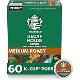 Starbucks K-Cup Coffee Pods, Medium Roast Hot or Iced Coffee, Decaf House Blend, 60 Keurig Pods