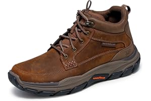 Skechers Men's Respected-Boswell Mid Top Leather Moc Toe Sneakers