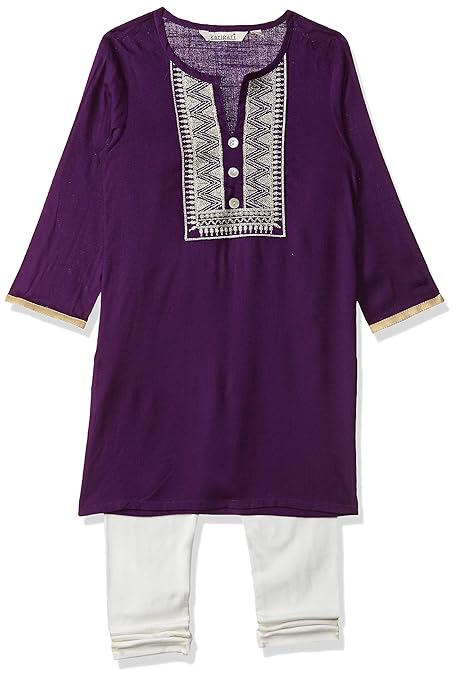 Karigari Girl's cotton a line Salwar Suit Set (275823621 02Y and Print May Vary