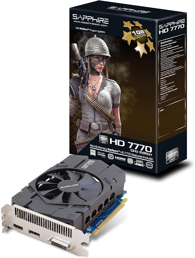 Amazon Com Sapphire Radeon Hd 7770 Ghz 1 Gb Ddr5 Hdmi Dvi I Dp Pci Express Graphics Card 111 17 g Computers Accessories