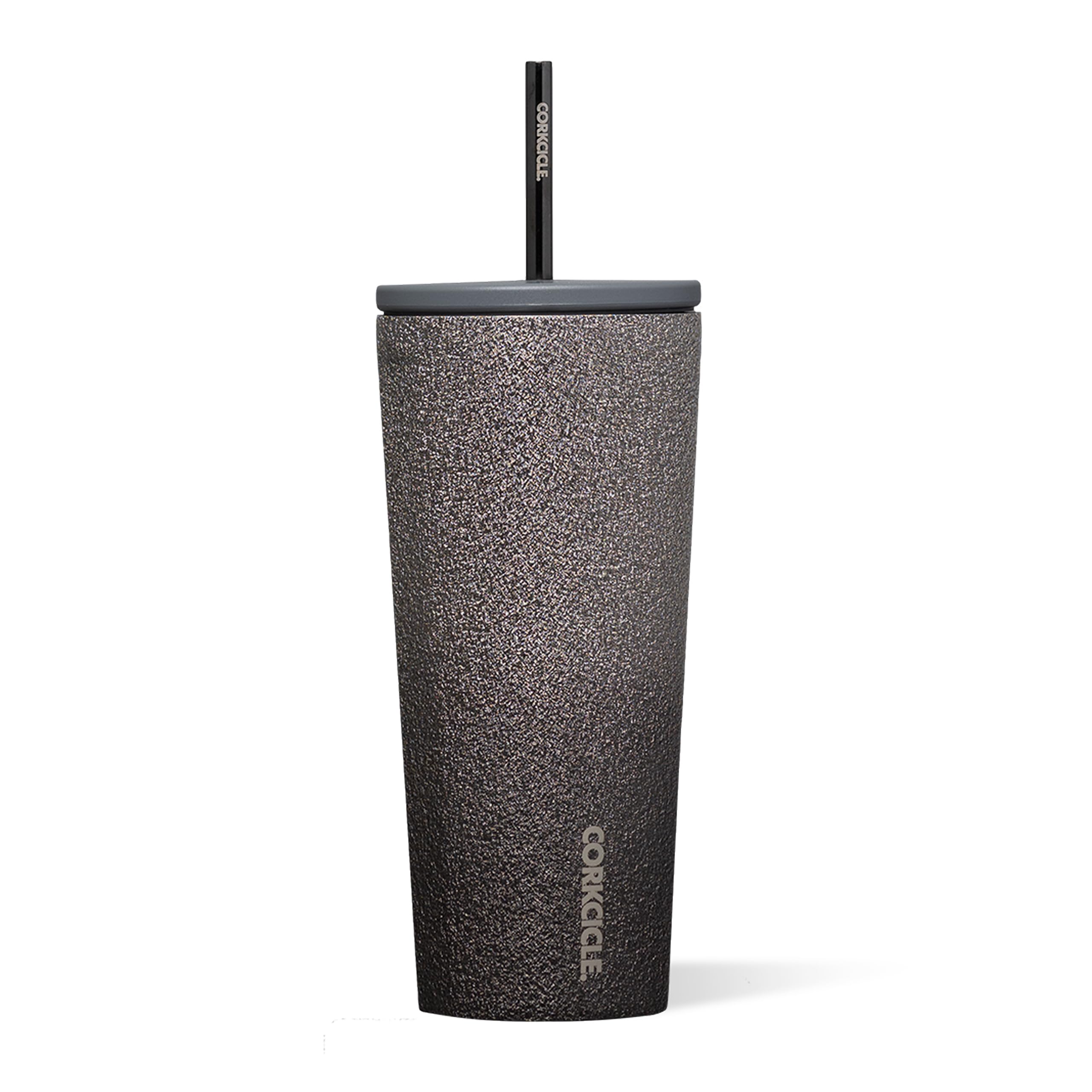Corkcicle Cold Cup Insulated Tumbler with Straw - Keeps Drinks Cold for 12 Hours - Triple-Insulated Stainless Steel - Leak-Resistant Lid - Summer Drinkware Gift - 24 oz - Steel Shadow Image
