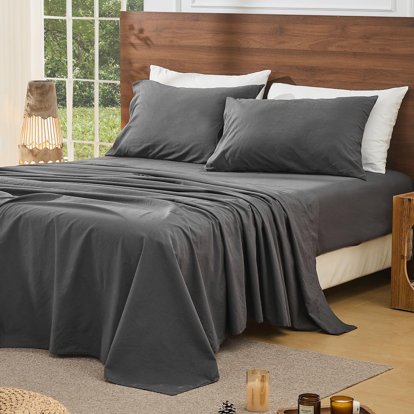 Bedlifes 100% French Pure Linen Sheets Queen Size