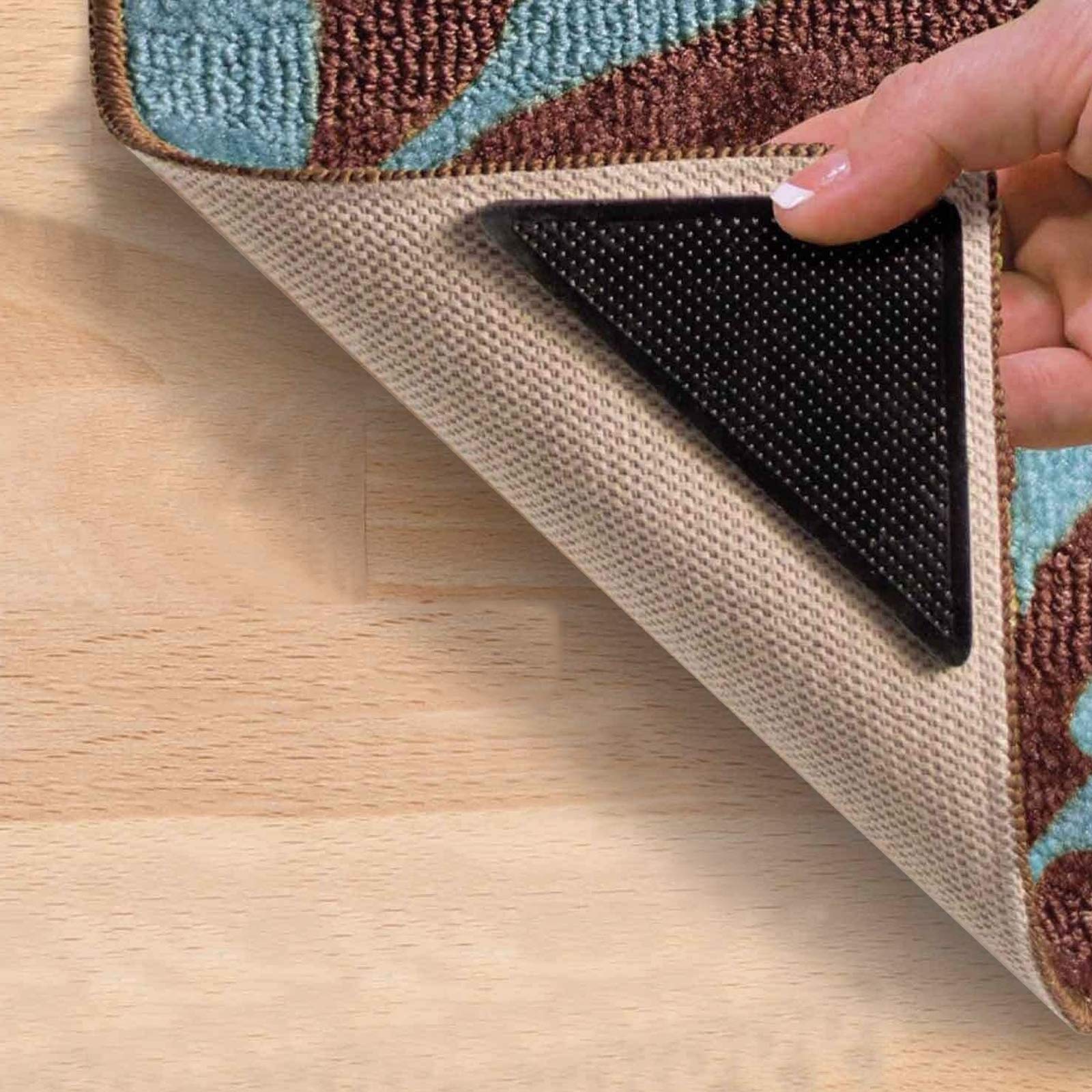 SUNDRY 8 X Rug Carpet Mat Grippers Ruggies Non Slip Grip Corner Pad Anti Skid Reusable Washable Grips UK Gripper For Mat