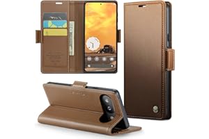 Rerzoiro for Pixel 9A Case, Premium PU Leather Wallet Case Flip Cover with [RFID Blocking][Card Holder][Stand Function] Shockproof Protective for Pixel 9A, Brown